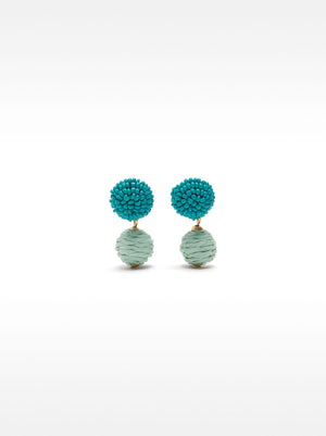 Sphere Earrings With Straw Effect