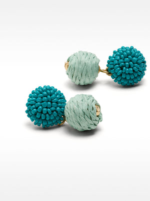 Sphere Earrings With Straw Effect