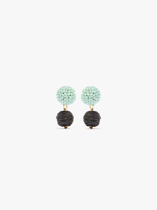 Earrings With Straw-Effect Spheres