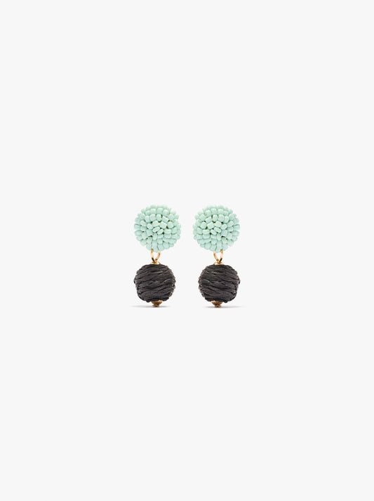Earrings With Straw-Effect Spheres