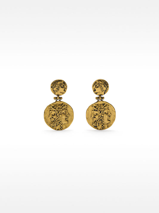 Earrings With Aged-Effect Medals
