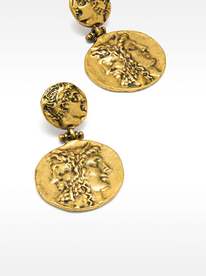 Earrings With Aged-Effect Medals