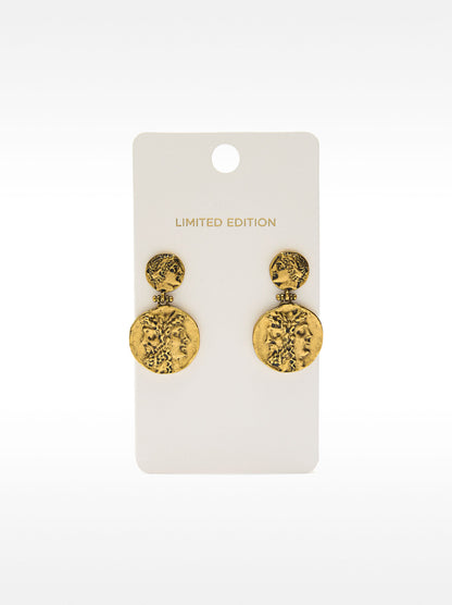 Earrings With Aged-Effect Medals