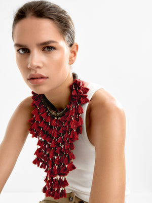 Long Necklace With Multiple Tassels