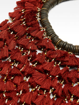 Long Necklace With Multiple Tassels