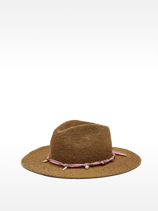 Raffia Effect Hat With Tie Straps
