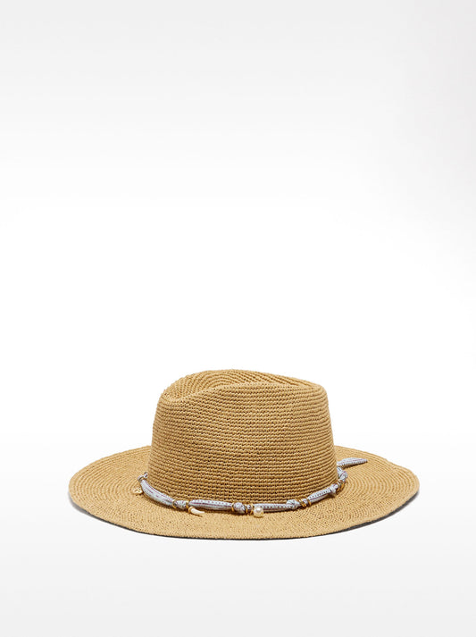 Raffia Effect Hat With Tie Straps