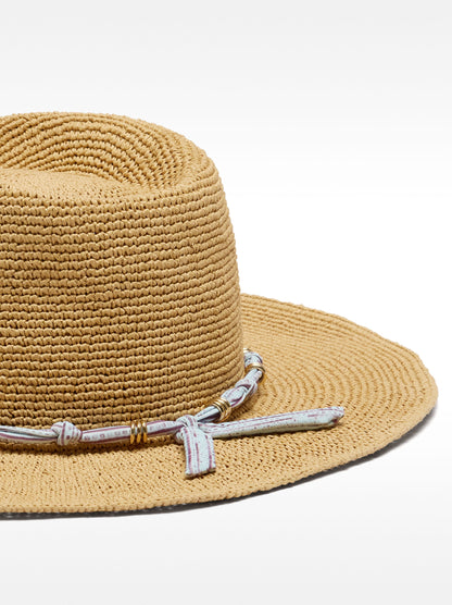 Raffia Effect Hat With Tie Straps