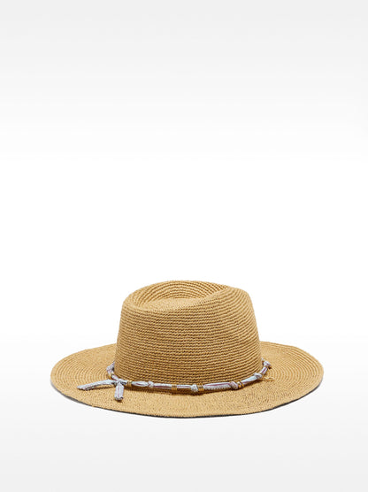 Raffia Effect Hat With Tie Straps