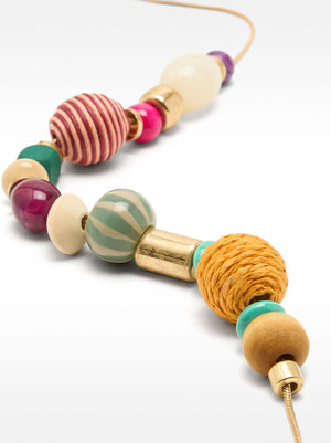Ceramic And Wooden Bead Necklace
