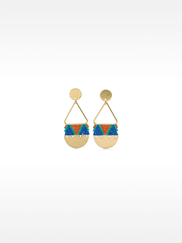 Long Triangular Earrings With Beads