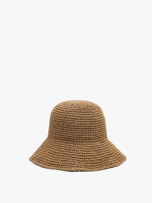 Bucket Hat With Straw Effect