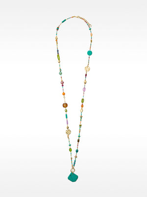 Multicolour Long Necklace With Stones