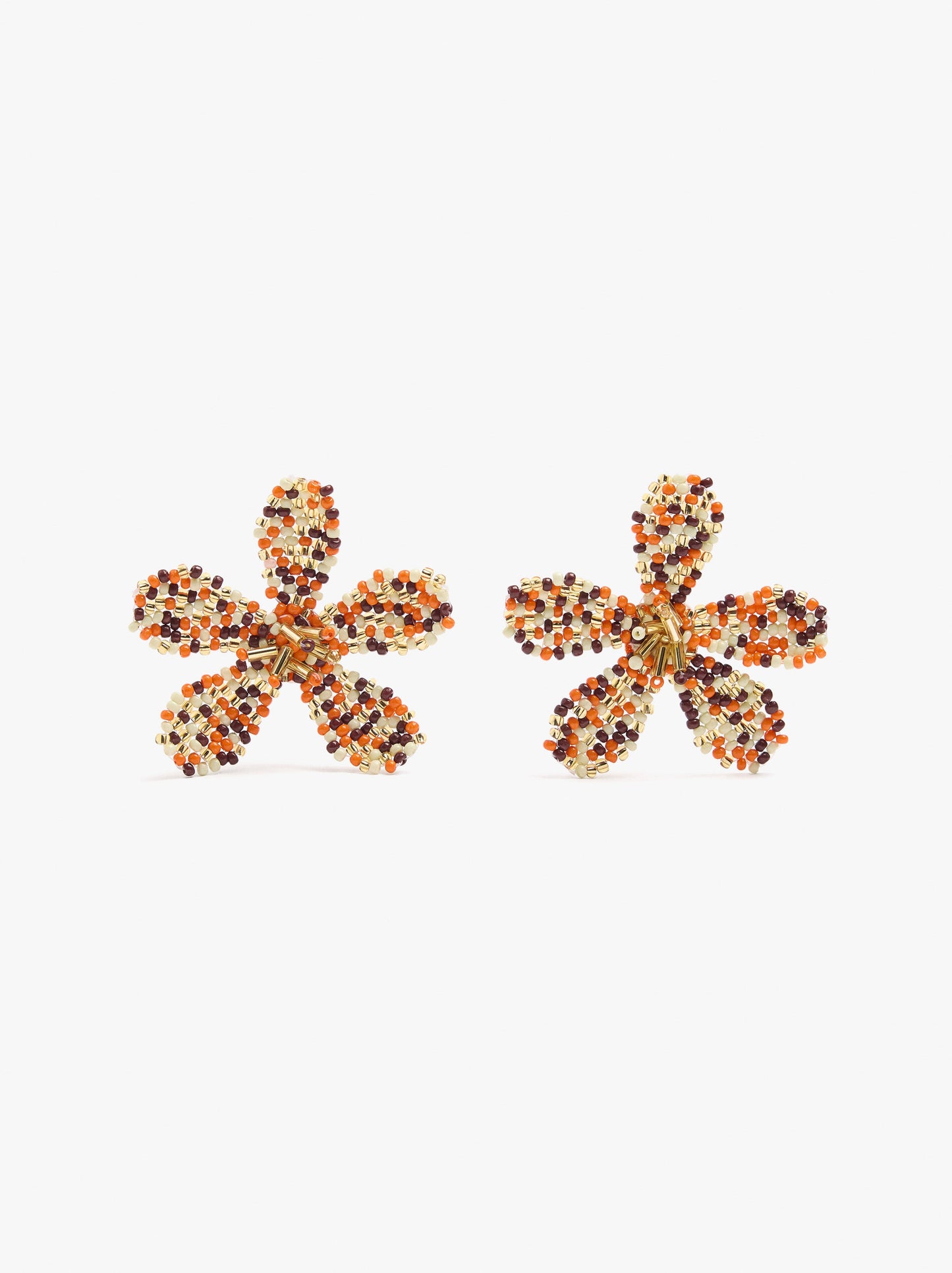 Flower Earrings With Beads