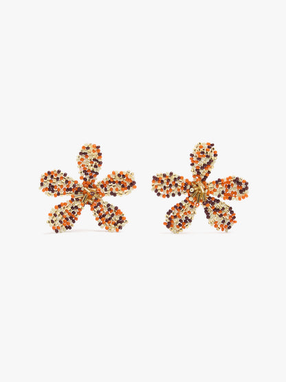 Flower Earrings With Beads