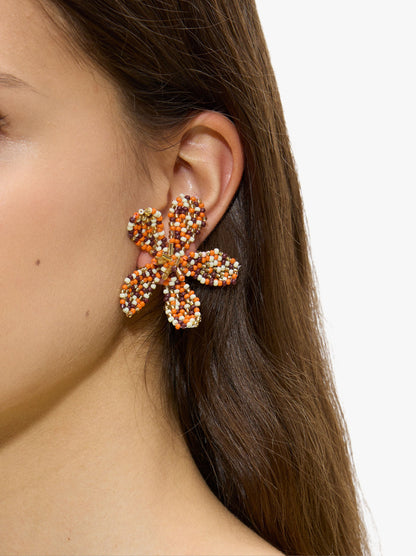 Flower Earrings With Beads