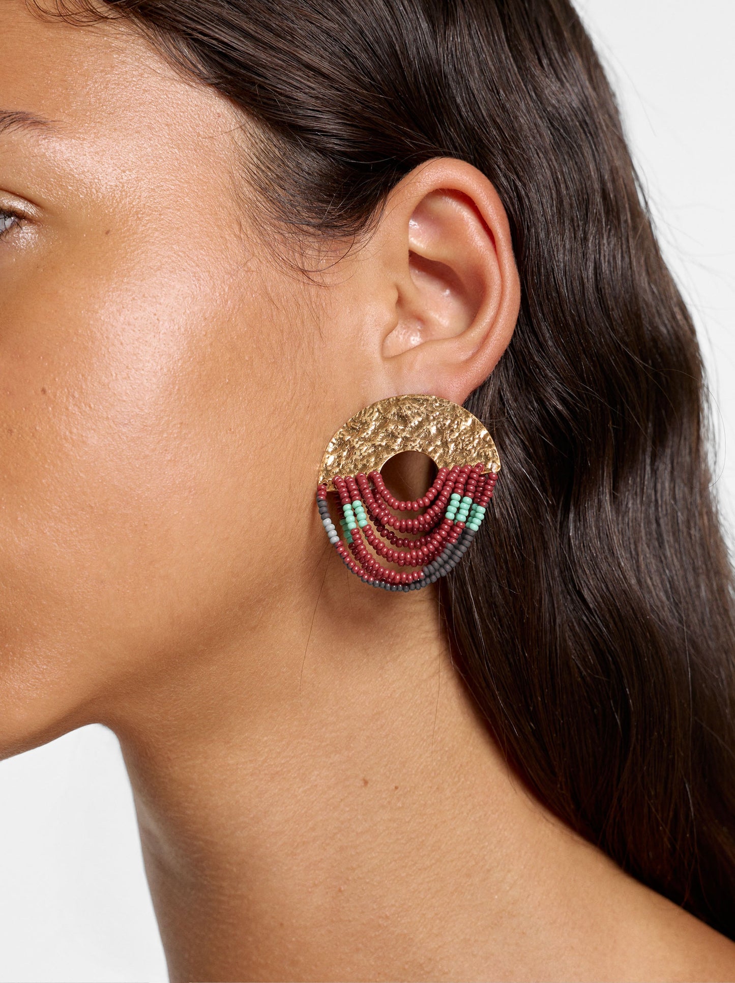 Round Earrings With Beads
