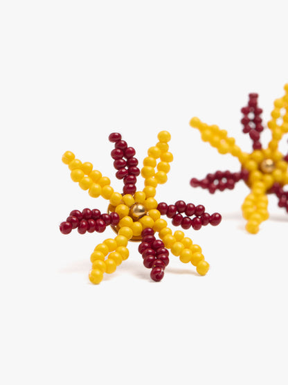 Flower Earrings With Beads