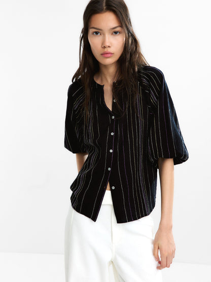 Multicolour Topstitch Shirt 100% Cotton