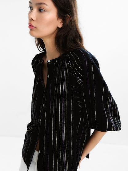 Multicolour Topstitch Shirt 100% Cotton