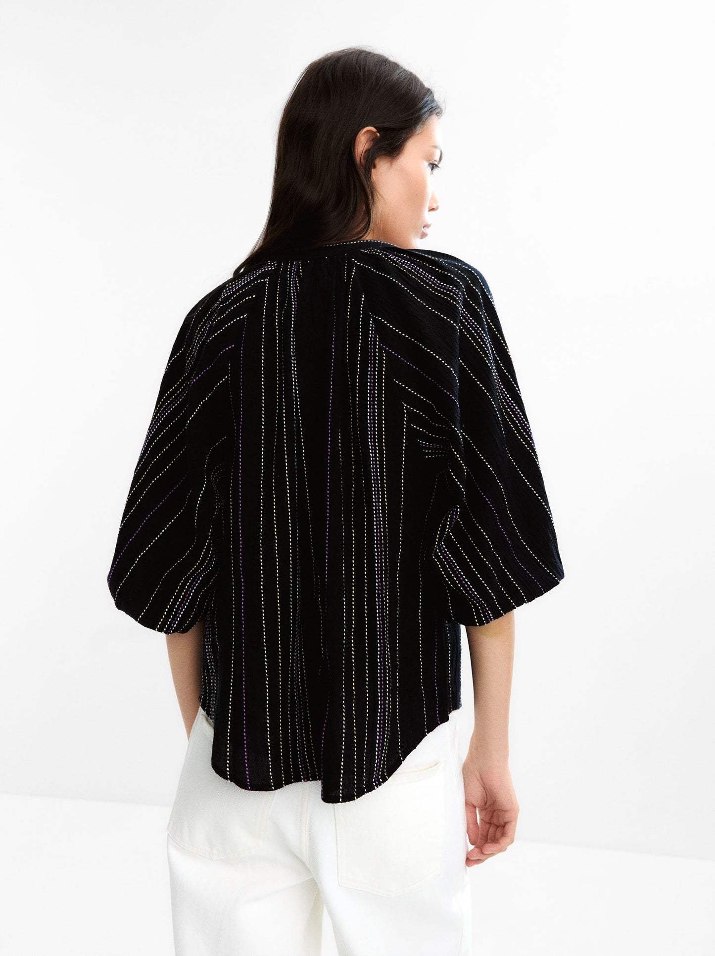 Multicolour Topstitch Shirt 100% Cotton