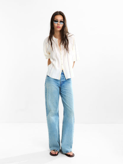 Multicolour Topstitch Shirt 100% Cotton