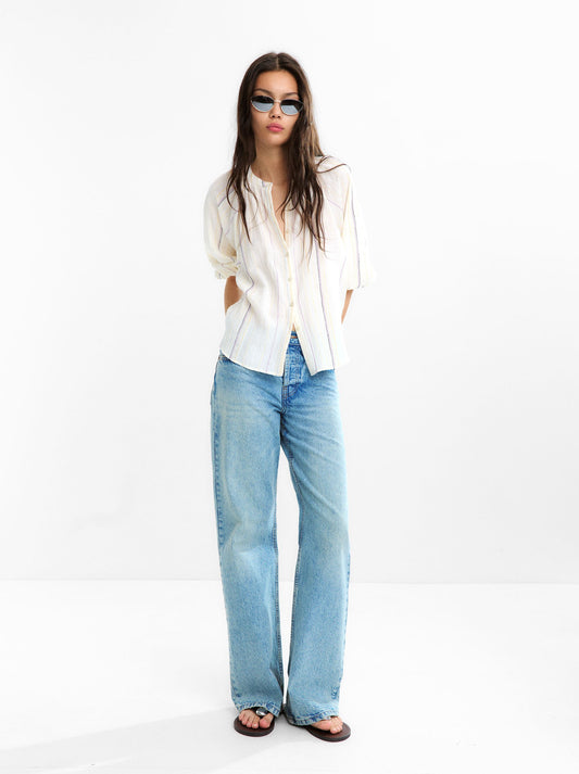 Multicolour Topstitch Shirt 100% Cotton