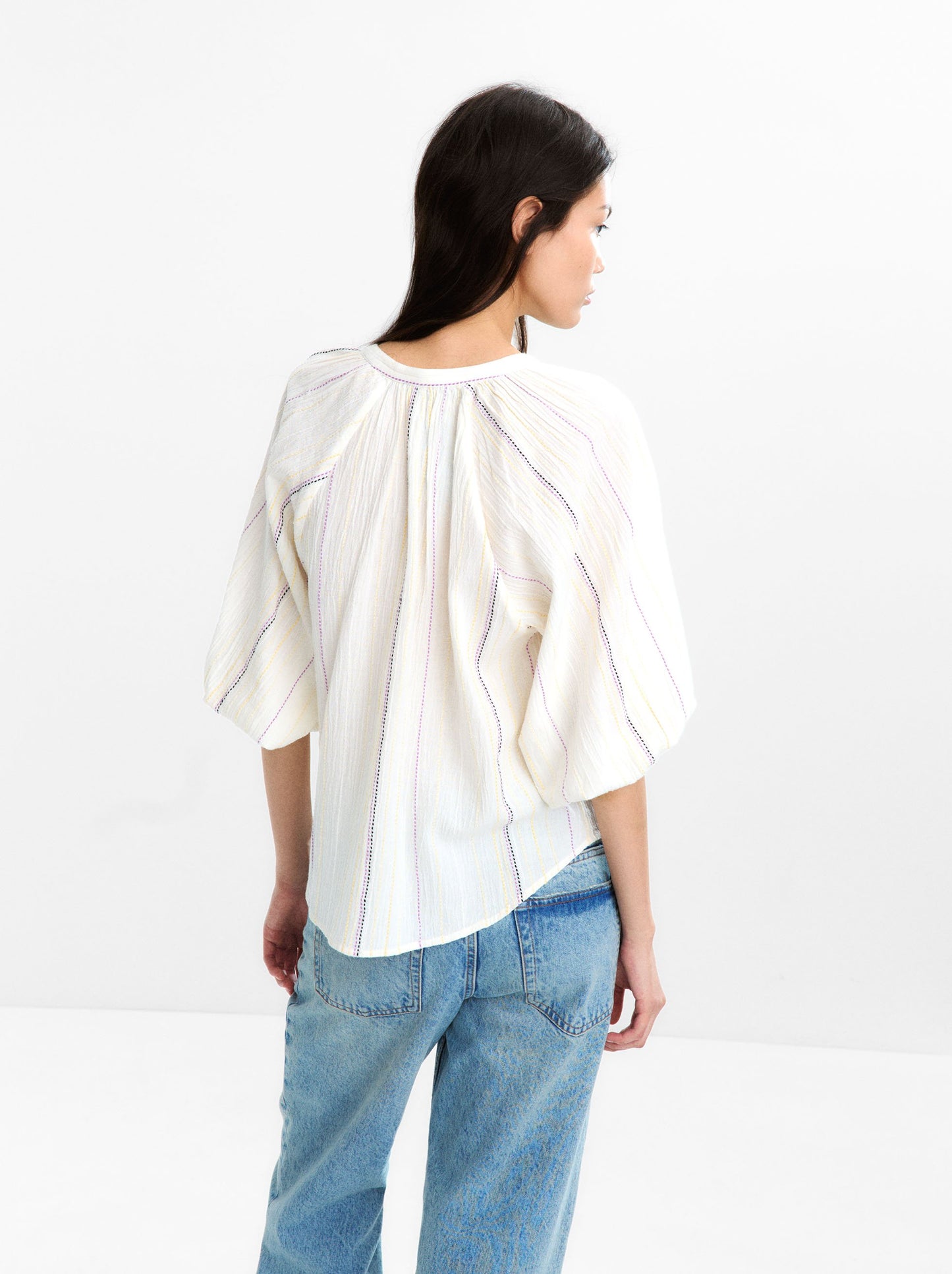 Multicolour Topstitch Shirt 100% Cotton