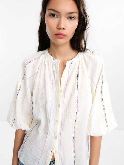 Multicolour Topstitch Shirt 100% Cotton