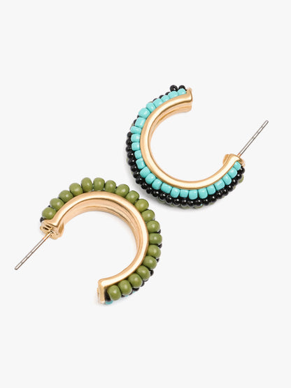 Open Hoop Earrings With Beads