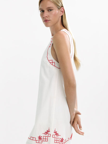 Short Dress With Embroidery