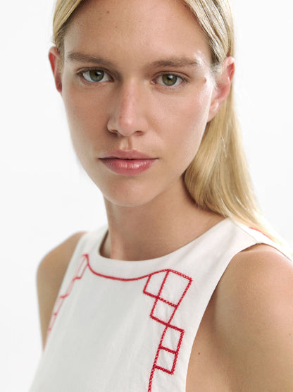 Short Dress With Embroidery