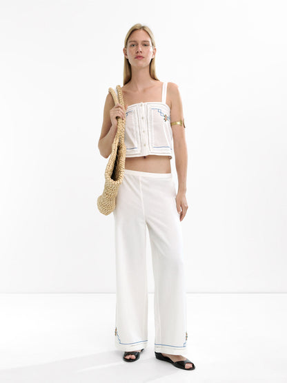 Embroidered Top With Lace