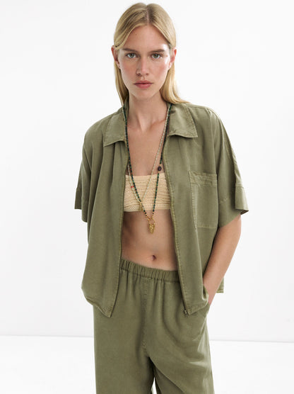 Shirt With Zip Fastening And Pocket