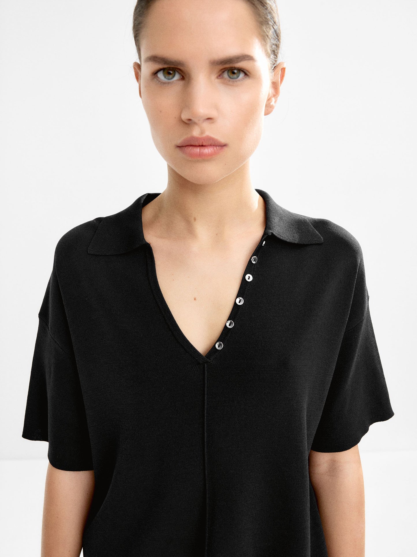 Knit Sweater With Polo Collar