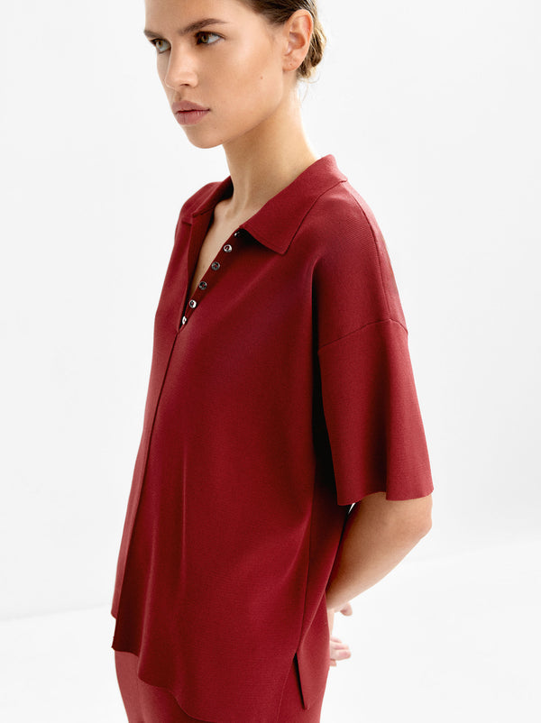 Knit Sweater With Polo Collar