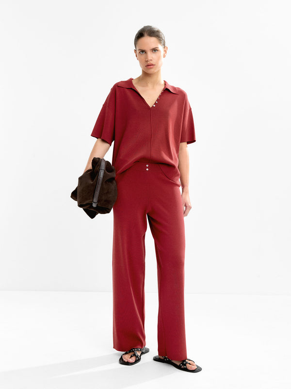Elastic Waist Knit Trousers