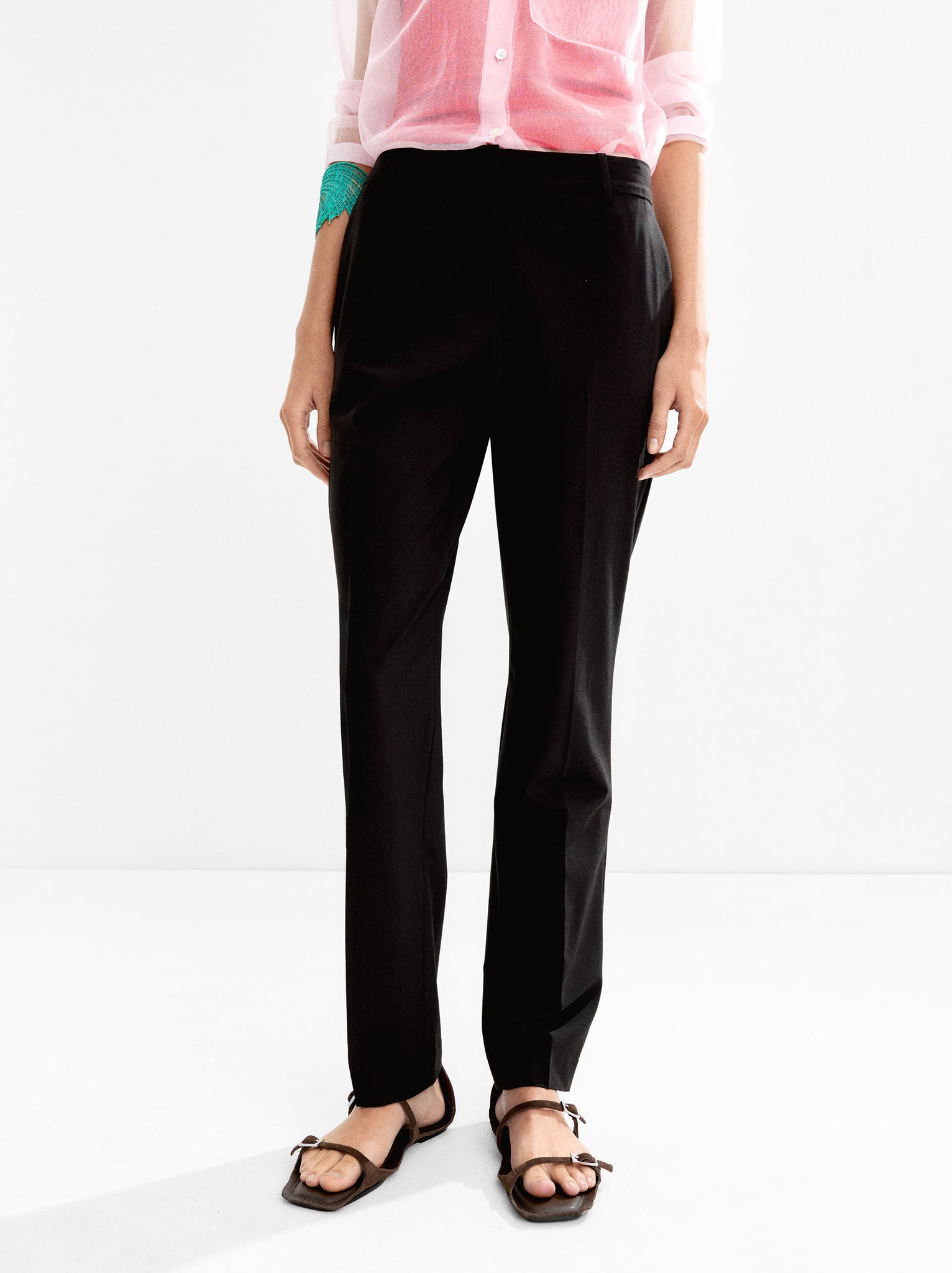 Straight Pants With Clips