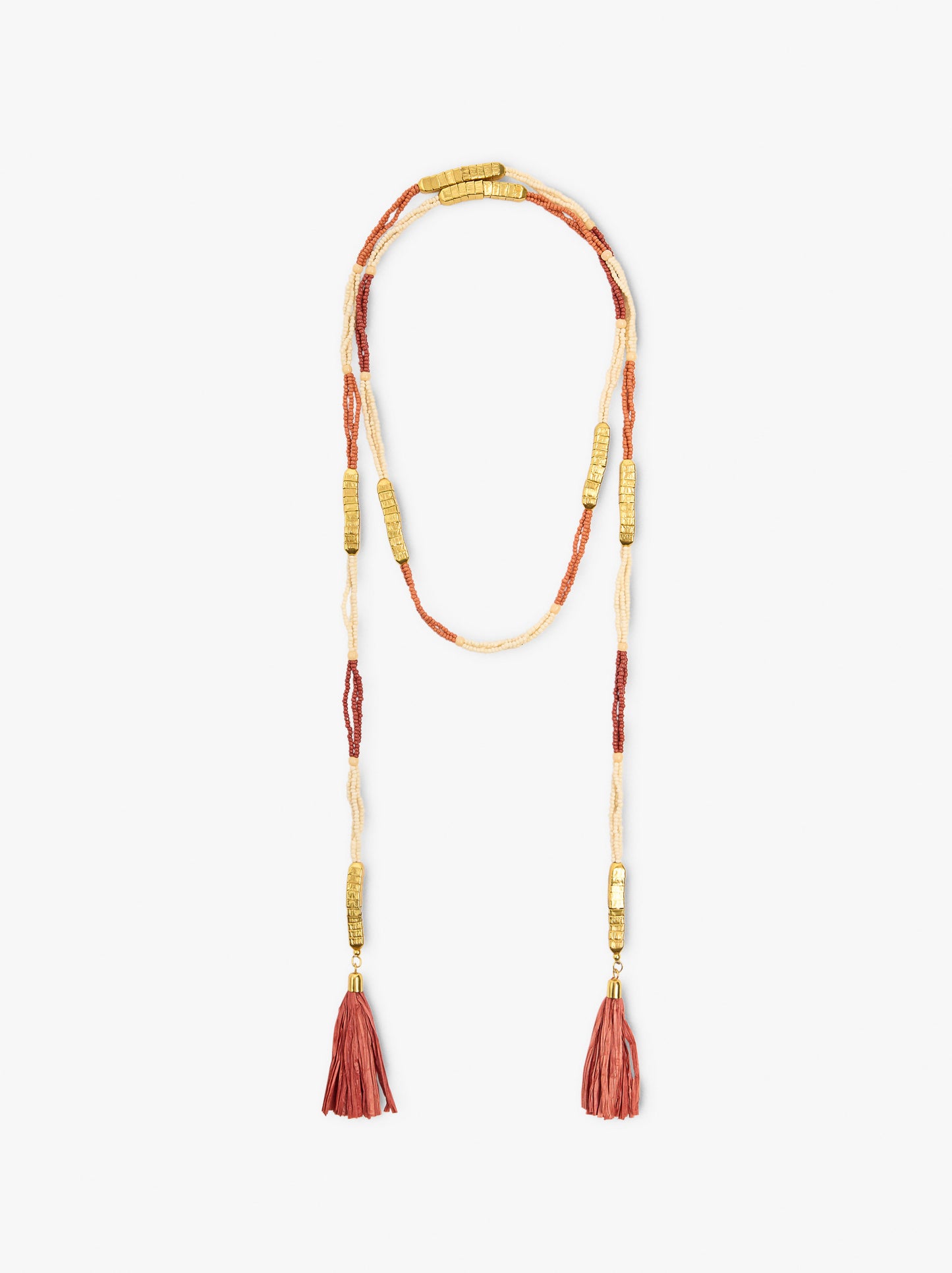 Long Necklace With Beads And Tassels