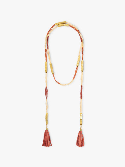 Long Necklace With Beads And Tassels