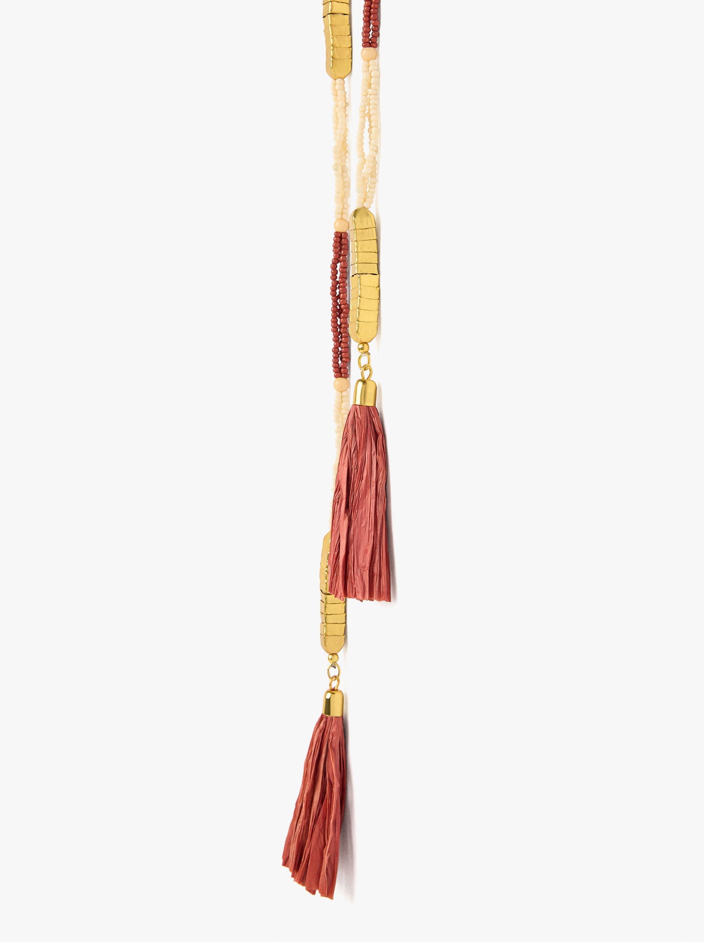 Long Necklace With Beads And Tassels