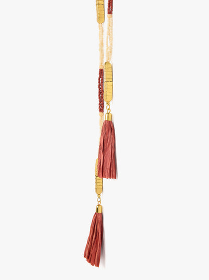 Long Necklace With Beads And Tassels