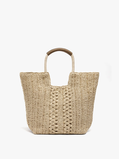 Shopper Bag With Paper Straw Effect With Pendant