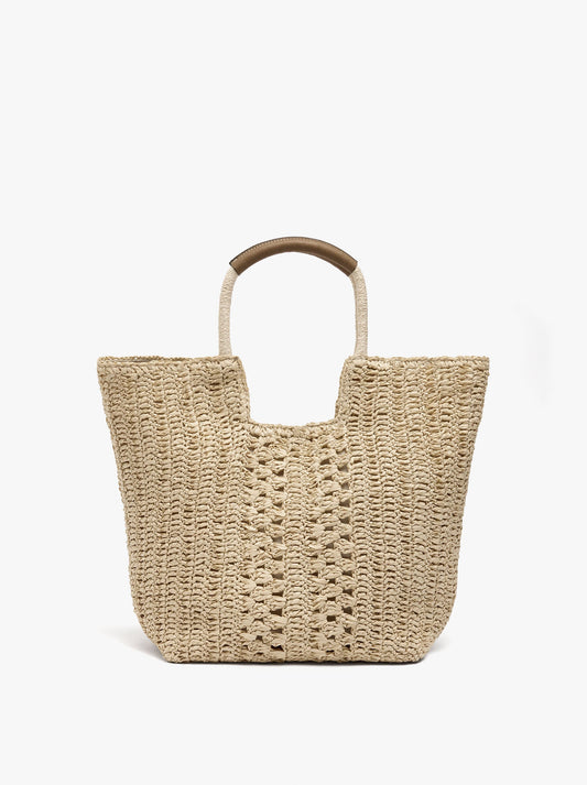 Shopper Bag With Paper Straw Effect With Pendant