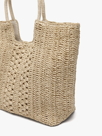 Shopper Bag With Paper Straw Effect With Pendant