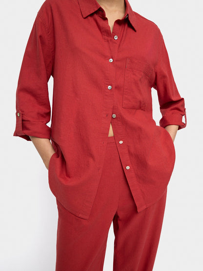 Linen-Blend Shirt With Pocket