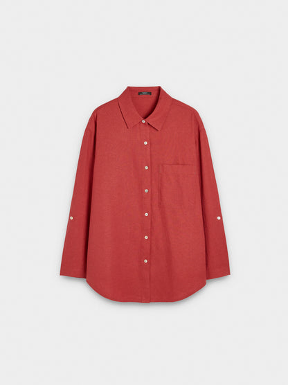 Linen-Blend Shirt With Pocket