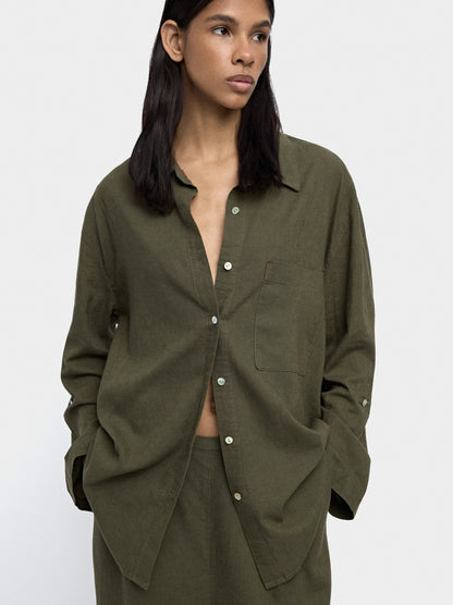 Linen-Blend Shirt With Pocket