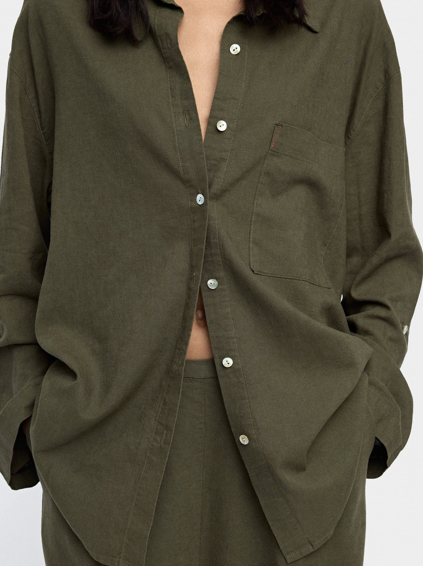 Linen-Blend Shirt With Pocket