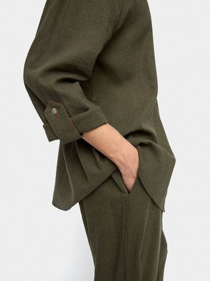 Linen-Blend Shirt With Pocket